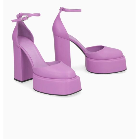 NEW - 3 JUIN - Leather Ambra Sandals Heel Shoes13 Cm In AMETHYST - SIZE 8 OR 38 - Picture 5 of 6